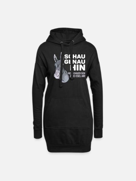 Witziger Spruch mit Esel fürs Veräppeln mit Ironie - Hoodie-Kleid - Schwarz