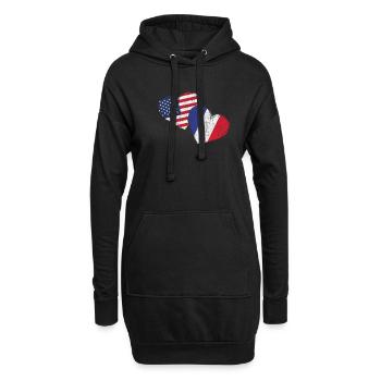 USA France Coeur Drapeau Américain Français - Sweat-shirt à capuche long Femme - noir - Devant