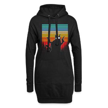 Chat sagittaire chat rétro chat coucher de soleil - Sweat-shirt à capuche long Femme - noir - Devant