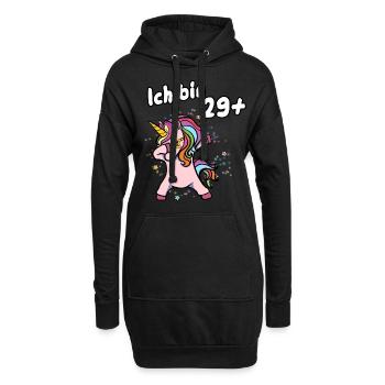 Ich bin 29 plus Einhorn - Hoodie-Kleid - Schwarz - Vorne
