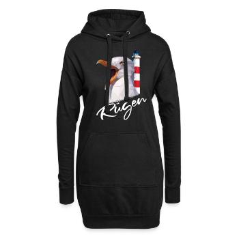 Rügen Insel Ostsee Urlaub Möwe Rüganer Geschenk - Hoodie-Kleid - Schwarz - Vorne
