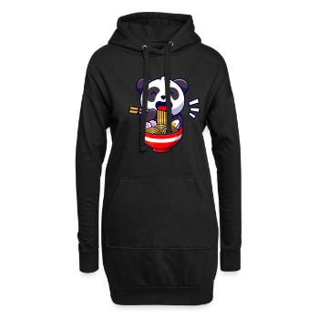Niedlicher Panda Bär Isst Ramen Nudelsuppe - Hoodie-Kleid - Schwarz - Vorne