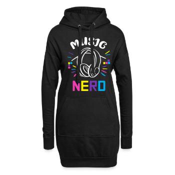 Nerd dj - Sweat-shirt à capuche long Femme - noir - Devant