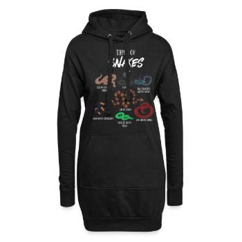 Schlangentypen, Schlange, Types of Snakes, Cobra - Hoodie-Kleid - Schwarz - Vorne