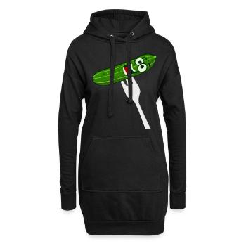 Gurke mit Gabel - lustig - Hoodie-Kleid - Schwarz - Vorne