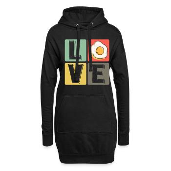 Eier Spiegelei Rührei Liebe Frühstück Geschenk - Hoodie-Kleid - Schwarz - Vorne