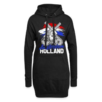 Pays-Bas Tshirt Hollande Amsterdam cadeau drapeau - Sweat-shirt à capuche long Femme - noir - Devant