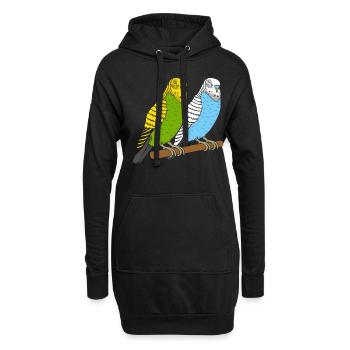 Wellensittiche - Hoodie-Kleid - Schwarz - Vorne