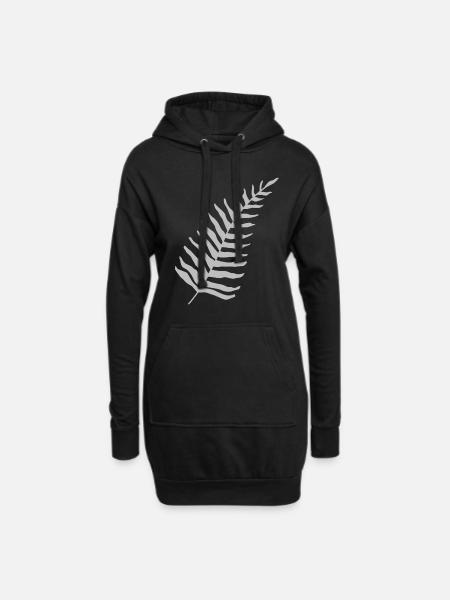 Farn Maori - Hoodie-Kleid - Schwarz