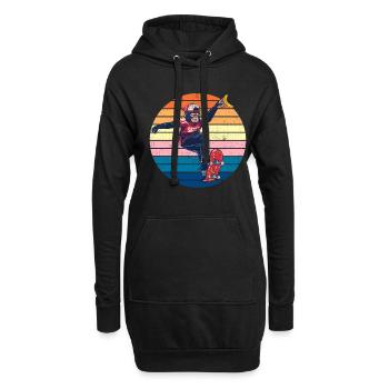 Affen Gorilla Skateboard Angst - Hoodie-Kleid - Schwarz - Vorne