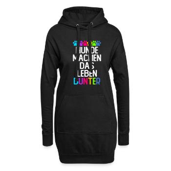 Hunde machen das Leben bunter - Hoodie-Kleid - Schwarz - Vorne