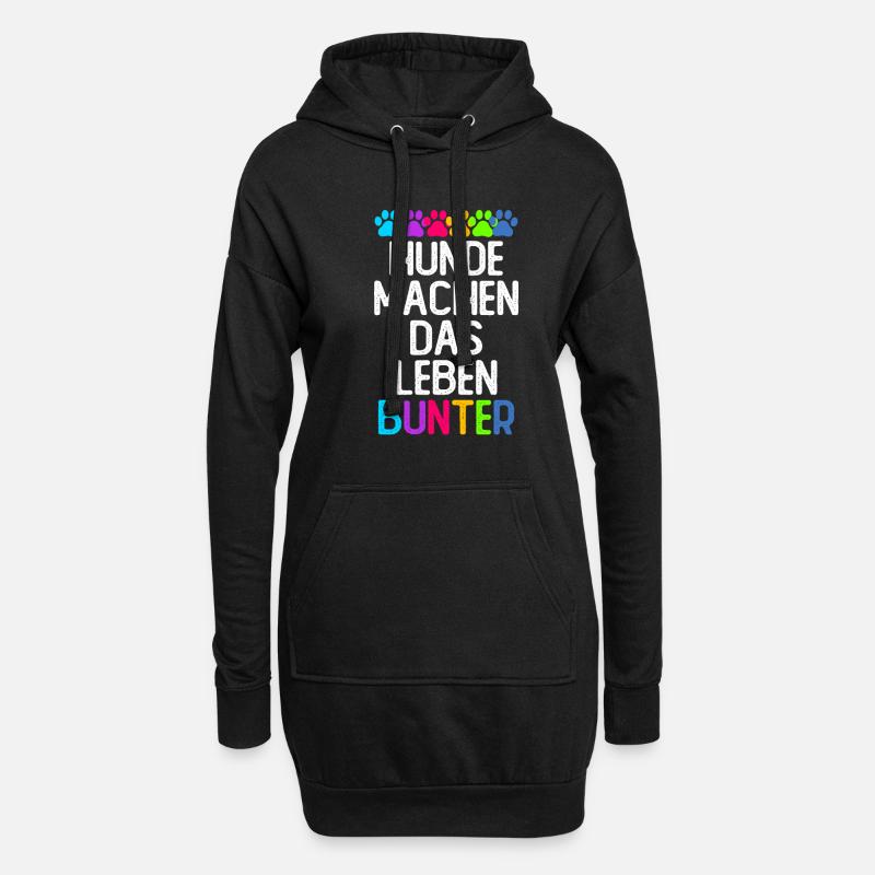 Hunde machen das Leben bunter - Hoodie-Kleid - Schwarz