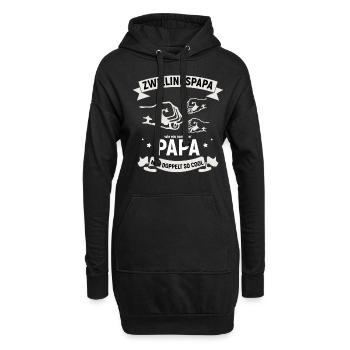 Zwillingspapa Papa Vater Zwillinge Geburt - Hoodie-Kleid - Schwarz - Vorne