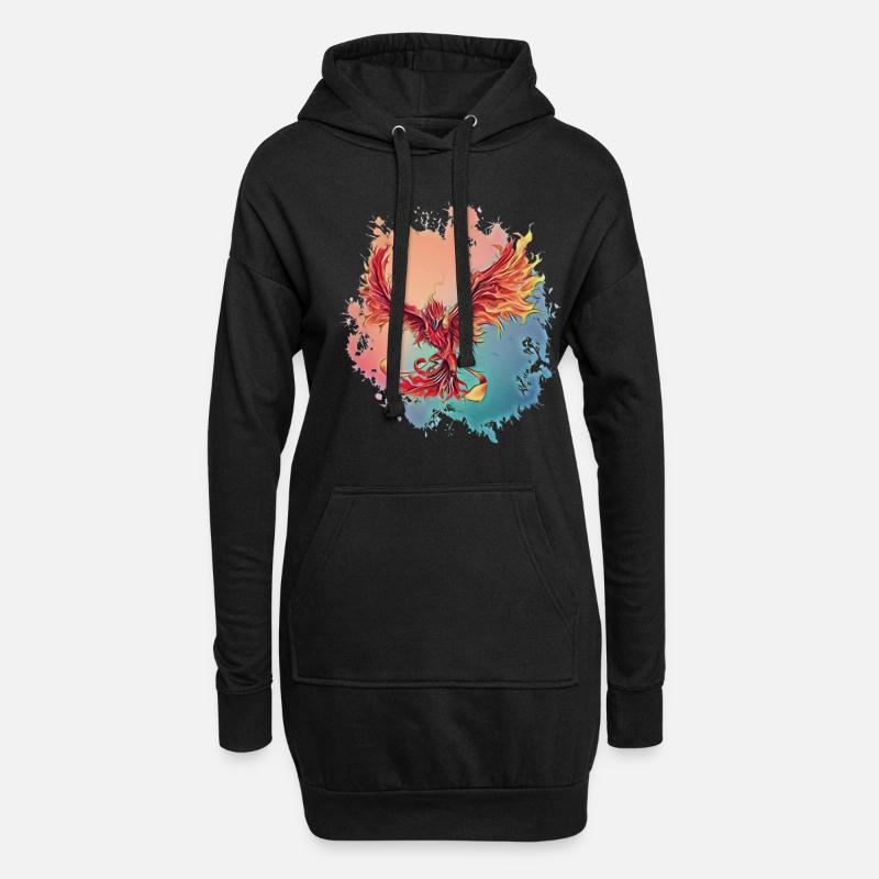 Phönix - Hoodie-Kleid - Schwarz