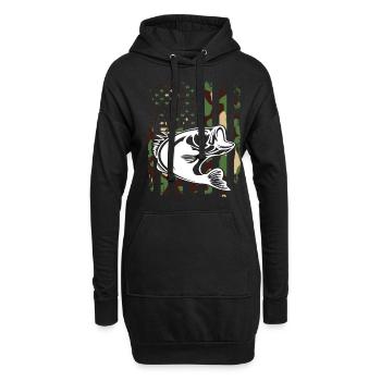 Angeln Camouflage - Hoodie-Kleid - Schwarz - Vorne