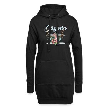 Jägerin Geweih Hirsch Rotwild Jäger Geschenk - Hoodie-Kleid - Schwarz - Vorne