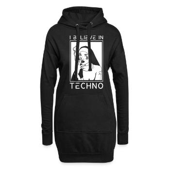 Raver religion techno religion religieuse - Sweat-shirt à capuche long Femme - noir - Devant