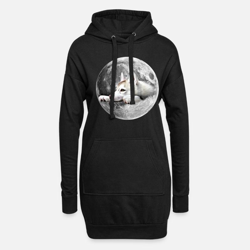 Wolf - Hoodie-Kleid - Schwarz