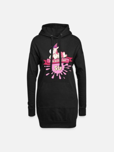 50 Jahre, Runder 50. Geburtstag Einhorn T-Shirt Ge - Hoodie-Kleid - Schwarz