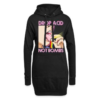 Drop Acid Not Bombs Techno Raver Cybergrind MDMA - Sweat-shirt à capuche long Femme - noir - Devant