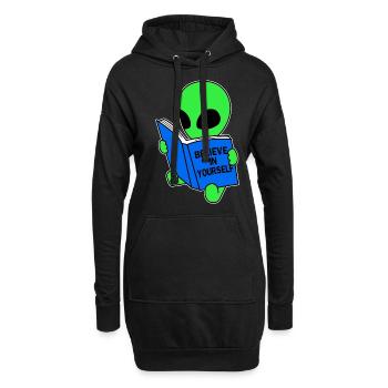 Believe In Yourself Alien Ufo - Sweat-shirt à capuche long Femme - noir - Devant