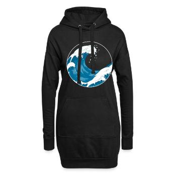 La Grande Vague Avant le cadeau De Kanagawa Hokusai - Sweat-shirt à capuche long Femme - noir - Devant