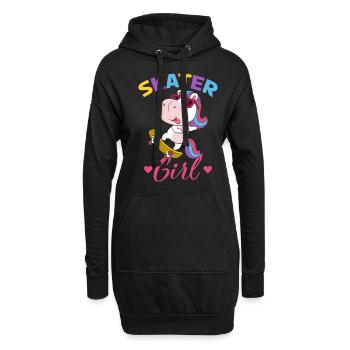 Skate Girl Einhorn Skateboard - Sweat-shirt à capuche long Femme - noir - Devant