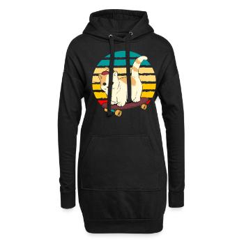 Mignon Skateboard Chat Vintage Patinage Kitty - Sweat-shirt à capuche long Femme - noir - Devant