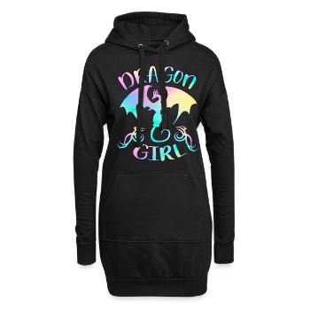 Fille de dragon - Sweat-shirt à capuche long Femme - noir - Devant
