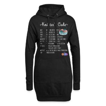Couture Main Laine Fil Crochet Tricot - Sweat-shirt à capuche long Femme - noir - Devant
