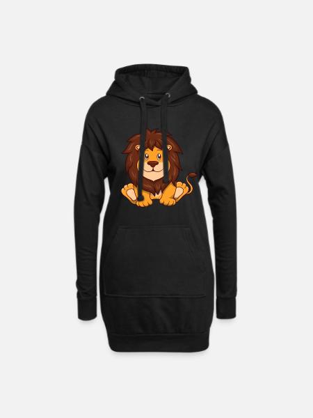 Süßer Löwe - Hoodie-Kleid - Schwarz
