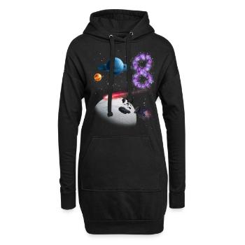 8e anniversaire - Sweat-shirt à capuche long Femme - noir - Devant