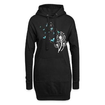Le pissenlit et les papillons design pour femmes - Sweat-shirt à capuche long Femme - noir - Devant