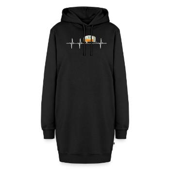 Wohnwagen Caravan Herzschlag Geschenk - Hoodie-Kleid - Schwarz - Vorne