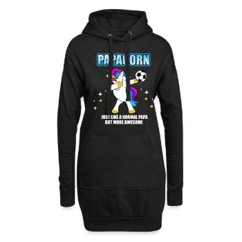 Papacorn - Papa Einhorn Fußball Dabbing Unicorn - Hoodie-Kleid - Schwarz - Vorne