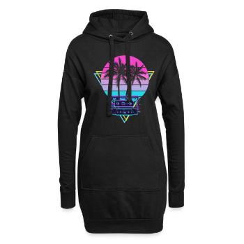Vaporwave Aesthetic Wave - Hoodie-Kleid - Schwarz - Vorne