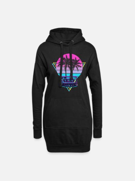 Vaporwave Aesthetic Wave - Hoodie-Kleid - Schwarz