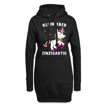 Einhorn Spruch Klein aber einzigartig - Hoodie-Kleid - Schwarz - Vorne