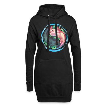 Axolotl Ying Yang - Hoodie-Kleid - Schwarz - Vorne