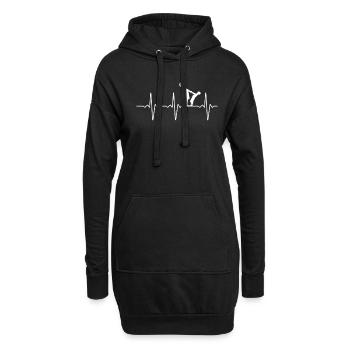 Mutter Sohn Partnerlook mit Herzschlag - Hoodie-Kleid - Schwarz - Vorne