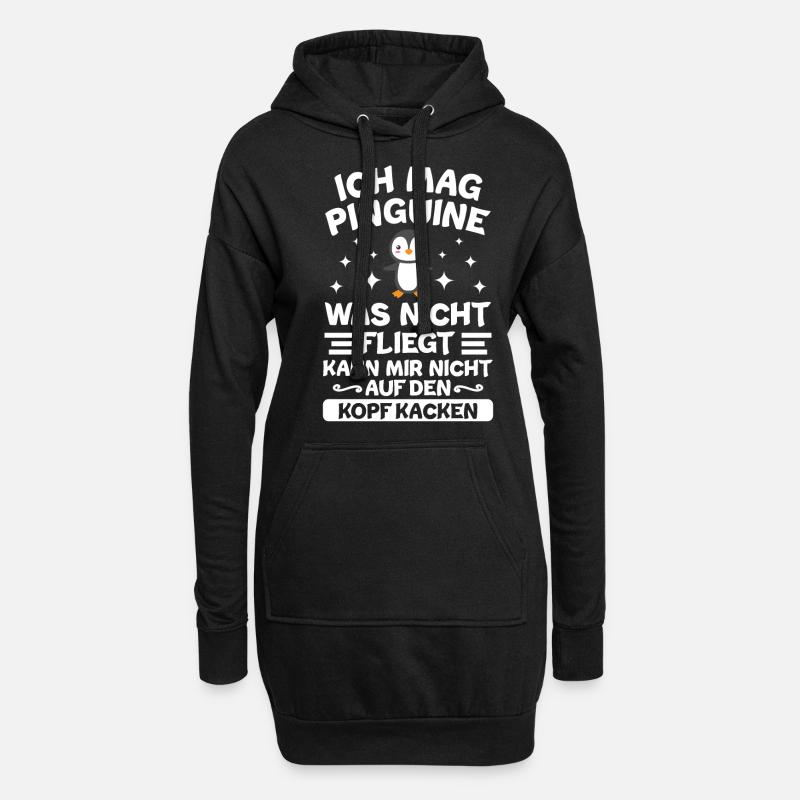 Pinguin - Hoodie-Kleid - Schwarz