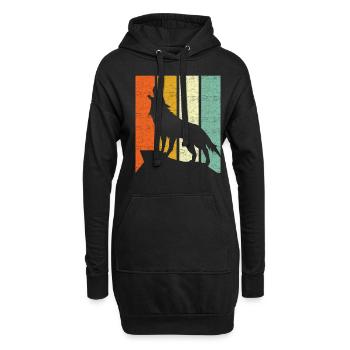 Wolf Retro - Hoodie-Kleid - Schwarz - Vorne