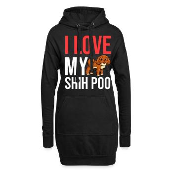 Shih Poo Hund Geschenk Welpen Besitzer Liebhaber - Hoodie-Kleid - Schwarz - Vorne