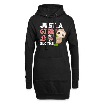 Süßes Mädchen Faultier Geschenk - Hoodie-Kleid - Schwarz - Vorne