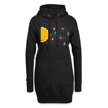 Sonnensystem, Planet, Planeten, Sonne, Erde - Hoodie-Kleid - Schwarz - Vorne