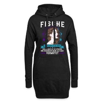 Pisces Tierkreiszeichen, Fische - Hoodie-Kleid - Schwarz - Vorne