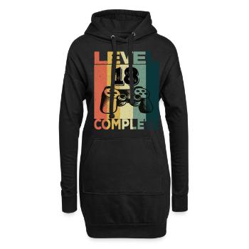 18ème anniversaire jeune homme 2003 niveau 18 ans game - Sweat-shirt à capuche long Femme - noir - Devant