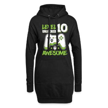 Level 10 Unlocked Awesome 2010 Game 10th Birthday - Hoodie-Kleid - Schwarz - Vorne
