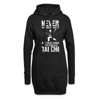 Sous-estimer Jamais Un Vieil Homme, Le Tai Chi - Sweat-shirt à capuche long Femme - noir - Devant