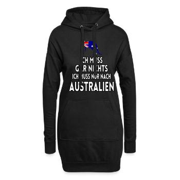 Ich muss gar nichts ich muss nur nach Australien - Hoodie-Kleid - Schwarz - Vorne